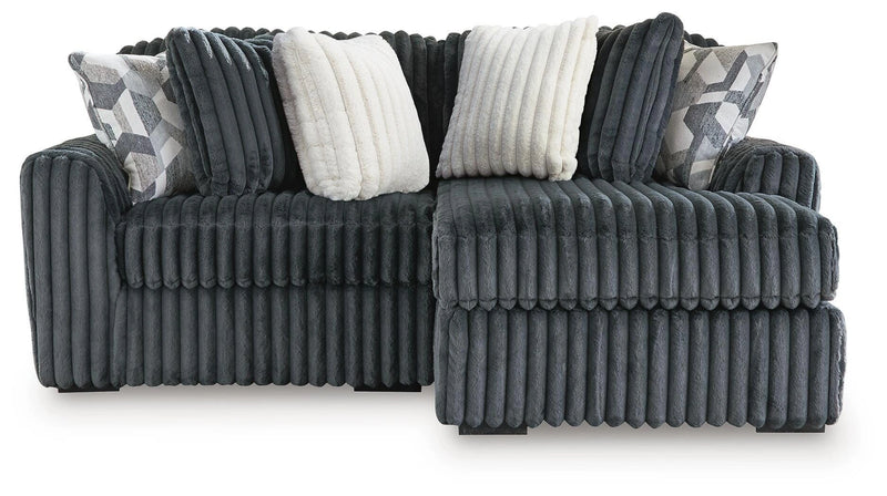 Midnight-Madness Sectional with Chaise - Gunmetal