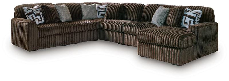 Midnight-Madness Sectional with Chaise - Chocolate