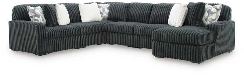Midnight-Madness Sectional with Chaise - Gunmetal