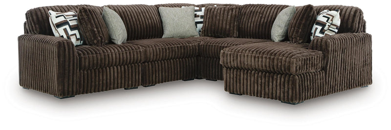 Midnight-Madness Sectional with Chaise - Chocolate