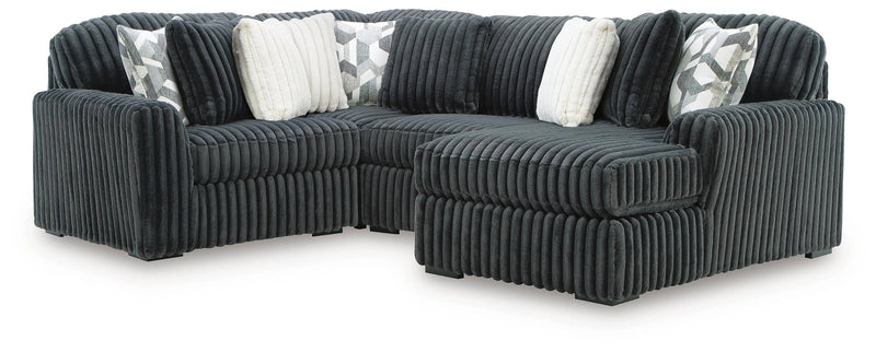 Midnight-Madness Sectional with Chaise - Gunmetal