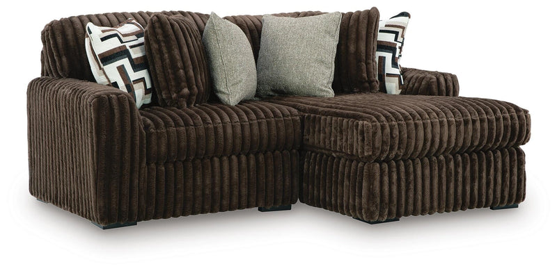 Midnight-Madness Sectional with Chaise - Chocolate