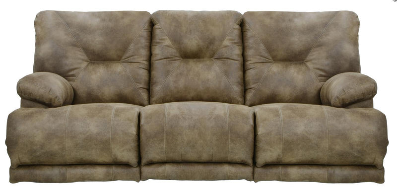 Catnapper Voyager Power Lay Flat Reclining Sofa with Drop Down Table in Brandy