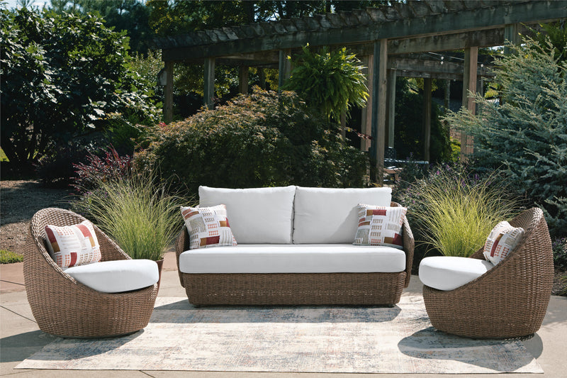 Double Point Outdoor Loveseat/2 Swivel Chairs (Set of 3)