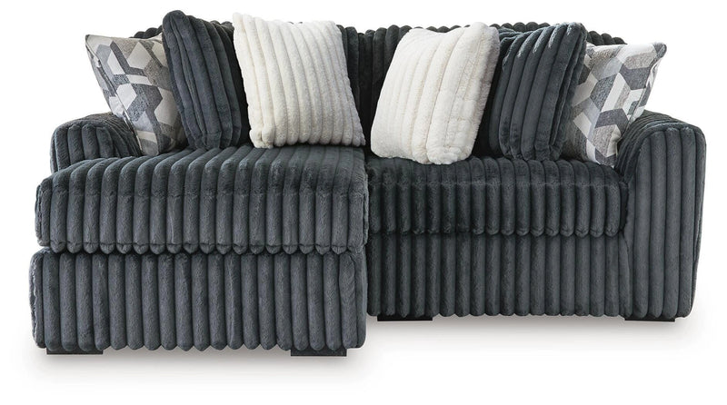 Midnight-Madness Sectional with Chaise - Gunmetal