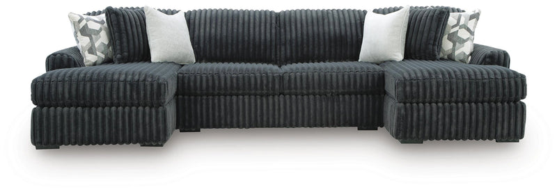 Midnight-Madness Double Chaise Sectional - Gunmetal