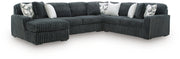 Midnight-Madness Sectional with Chaise - Gunmetal