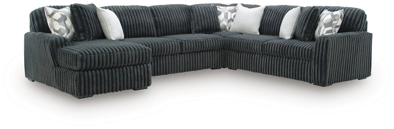 Midnight-Madness Sectional with Chaise - Gunmetal