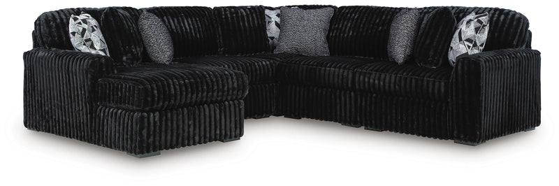 Midnight-Madness Sectional with Chaise - Onyx