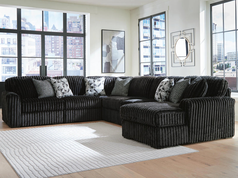 Midnight-Madness Sectional with Chaise - Onyx