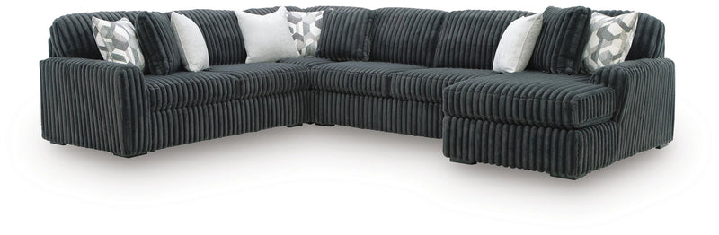 Midnight-Madness Sectional with Chaise - Gunmetal